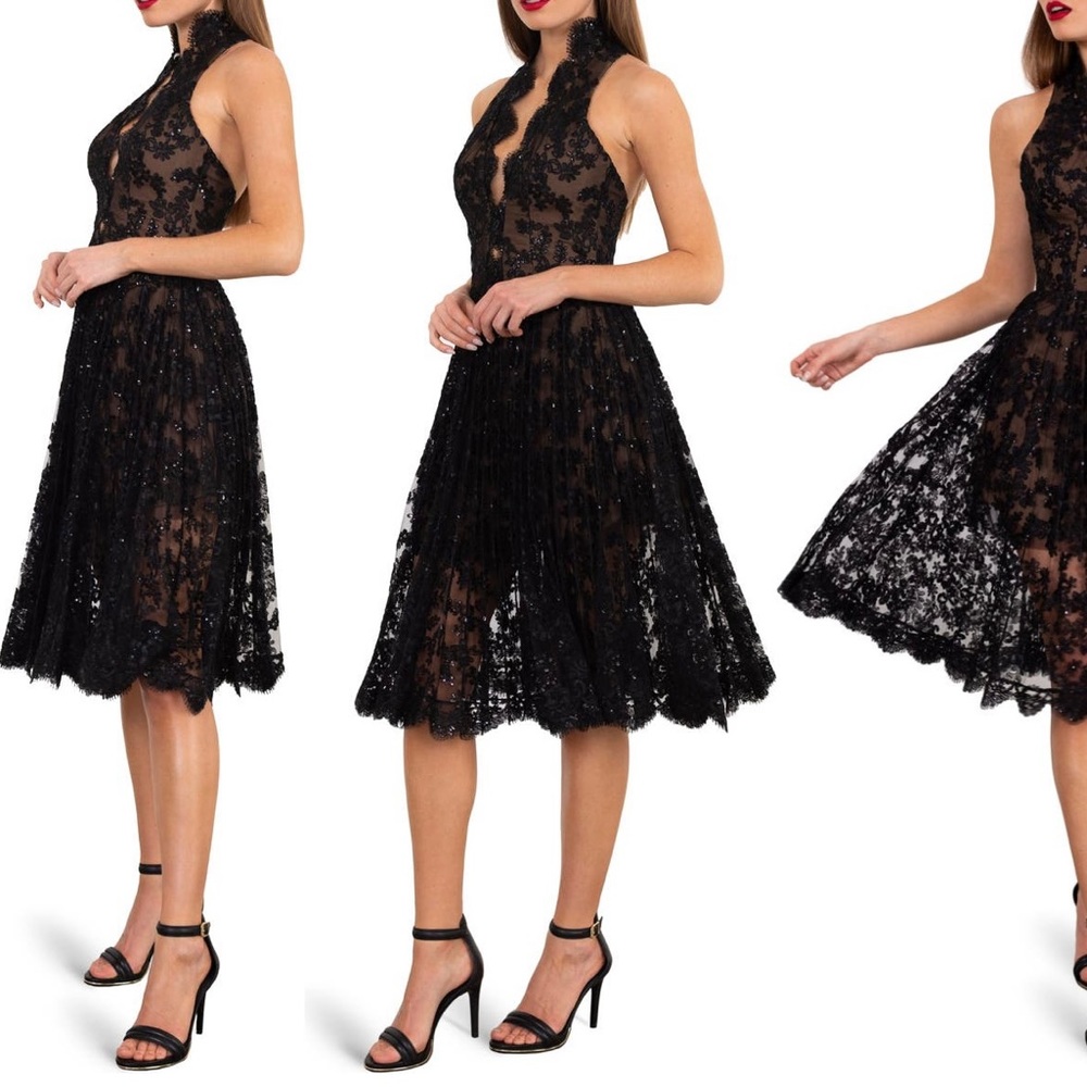 ❌❌SOLD ❌❌ BRAND NEW! Helsi Sophia Black Embroidered Lace Dress Size M - Picture 3 of 5